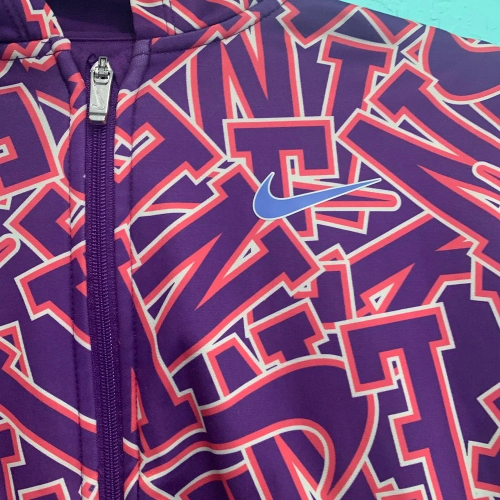 Nike Kids Purple Graphic Zip Jacket with Pink Accents 6X Drifit girls track 90s